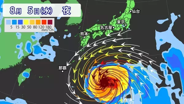 「大型で非常に強い台風13号｢ドルフィン｣ 沖縄付近で速度が落ち… 熊本など九州にも影響のおそれ 今後の進路 雨シミュレーション【台風情報】」の画像