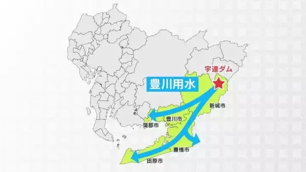 「このままだと3月には貯水率が0%に? 愛知･新城市の宇連ダム いまの貯水率は6.8% 水面は満水時より40メートルも低く」の画像