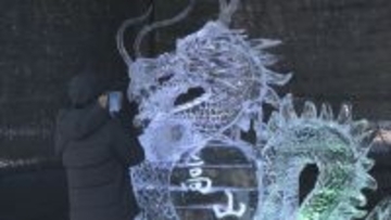 “躍動感のあるウマ”や“さるぼぼ”など…ホテルの調理師たちが手掛けた大小さまざな氷の彫刻を展示『氷と灯りの祭典』 岐阜・高山市　