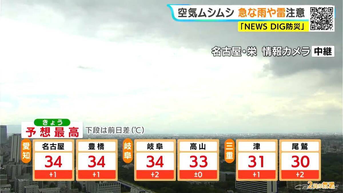 東海地方 日曜日にかけて大雨になるおそれも… きょうは三重を中心に雨 愛知･名古屋･岐阜･三重の天気予報（9/2 昼）