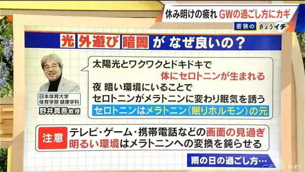「GW明けの“疲れ”どう防ぐ？半分以上が“疲労感･心理的負担増”の調査も…ポイントは｢幸せホルモンの分泌｣ 専門家に聞く」の画像