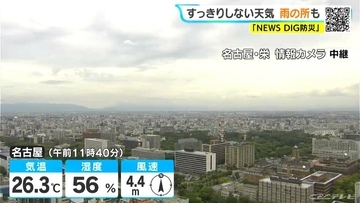 東海地方はすっきりしない天気続き雨の所も 予想最高気温は名古屋29℃ 岐阜28℃  愛知･岐阜･三重の天気予報（5/27 昼）