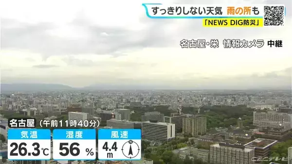 東海地方はすっきりしない天気続き雨の所も 予想最高気温は名古屋29℃ 岐阜28℃  愛知･岐阜･三重の天気予報（5/27 昼）