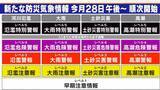 「5月28日午後から順次 新｢防災気象情報｣スタート 何が変わる？災害時は｢レベル4危険警報｣までに避難終えて【解説】」の画像1