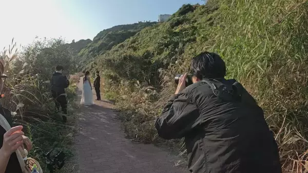 「平日でも寒くても続々とカップルが…新たな“ウェディングフォト”の聖地に 愛知･田原市の伊良湖岬 市のリーフレットに登場の職員｢幸せな瞬間見つけて｣」の画像