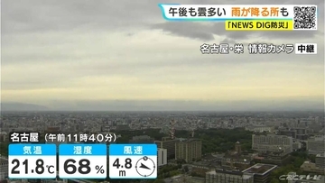 東海地方はすっきりしない天気に 雨が降る所も あすは晴れて日差し強まる 愛知･名古屋･岐阜･三重の天気予報（6/9 昼）