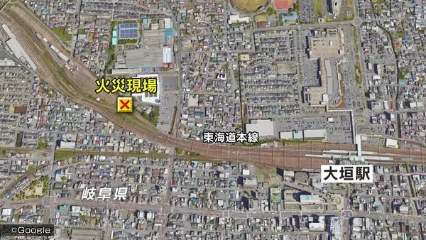 JR東海道線・大垣駅の敷地内で火事 のり面が燃える 「岐阜～米原」の間で一時運転見合わせ