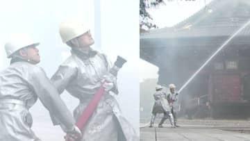 ろうそくによる火災想定　木造建築の延焼防止に向け消防訓練　成田山新勝寺