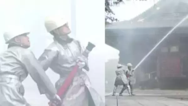 ろうそくによる火災想定　木造建築の延焼防止に向け消防訓練　成田山新勝寺