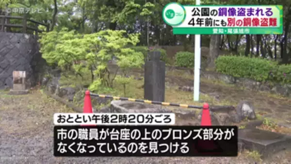 公園の銅像盗まれる 銅像は市が50万円で購入 公園では4年前にも別の銅像が盗難される 愛知・尾張旭市