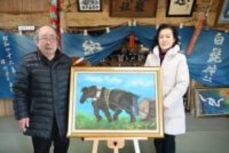力強し、農耕馬の絵馬　階上さん、白髭神社に奉納へ／八戸