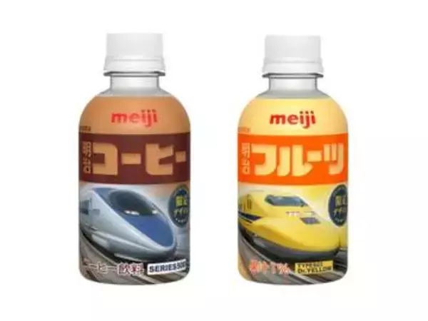 「明治コーヒー」「明治フルーツ」に500系新幹線・ドクターイエローラベル　西日本で数量限定　10月1日（木）に発売
