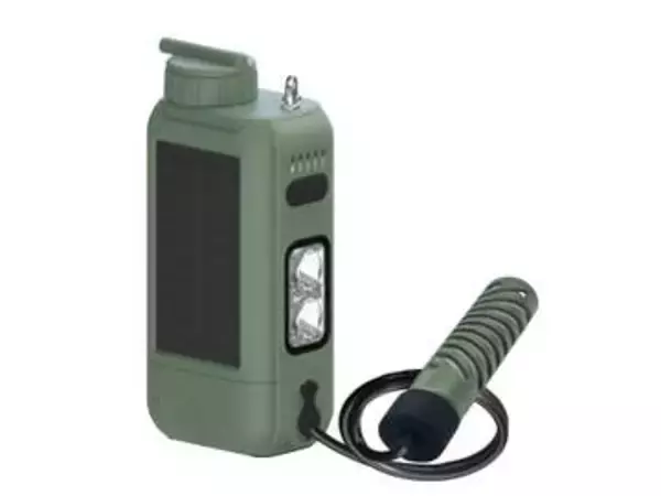 川の水をボタン1つで浄水　スマホに給電もできる電動ポータブル浄水器