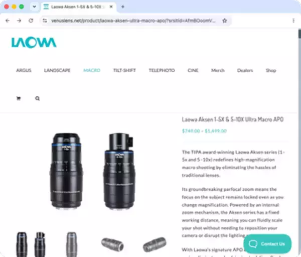 LAOWAが初の「5〜10倍」マクロレンズを海外発売　ズームしてもピント位置が変わらないパーフォーカル設計