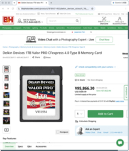 星条旗をまとったCFexpress 4.0 Type Bカード　米国製をアピール　VPG800に対応