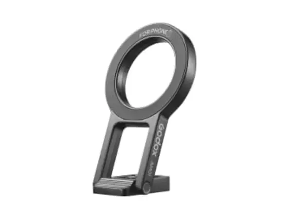 ミニ三脚にもなるマグネット式ブラケット「GODOX AM01」　同梱のコールドシューアダプターでカメラへの装着も