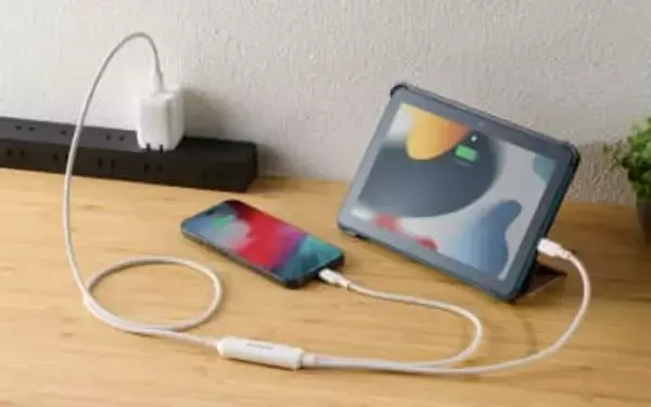 1本で2台の機器を充電できる“2股”のUSB Type-Cケーブル
