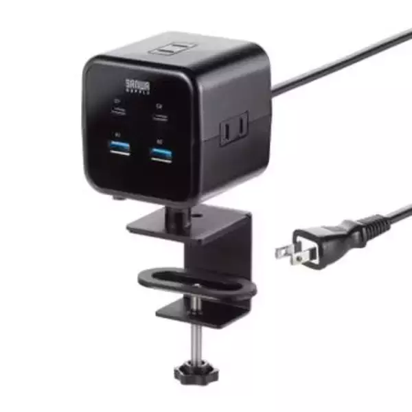 デスクにクランプで固定できるUSB電源タップ