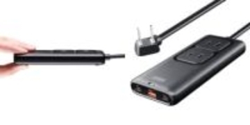 厚さ18mmのUSBポート付き電源タップ　AC差込口×2、USB Type-C×2など装備