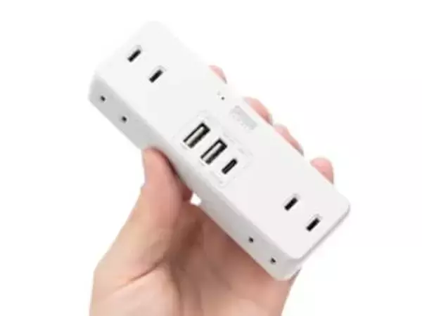 USBポートを搭載した直挿し型の電源タップ　ACコンセント×6、USB Type-C×1など搭載