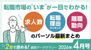 転職市場の“いま”が一目でわかる！求人数、転職理由ランキング、離職動向のパーソル最新まとめ【2026年4月号】