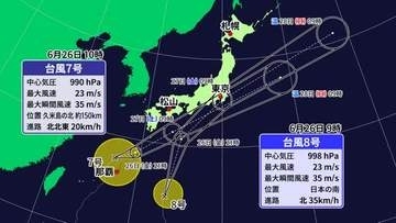 愛媛に２７日明け方～昼前に最接近の予想　台風７号最新情報　雷伴う激しい雨と土砂災害に注意【愛媛】