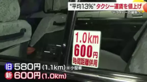タクシードライバー「なり手不足」か　愛媛県内タクシー運賃　値上げ初乗り６００円に【愛媛】
