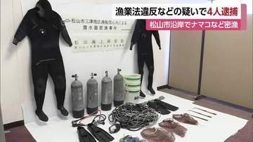 「ナマコ２２８キロ、サザエ７９キロ」松山市の沿岸で密漁　漁業や会社経営の男４人を逮捕【愛媛】