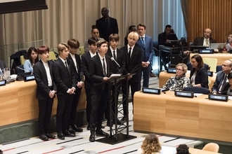 BTS、韓国アーティスト初国連定期総会で演説 「自分自身を愛して、自分の声を出してほしい」
