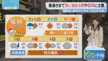 関まどか気象予報士のお天気情報　バリはやッ!　10月30日