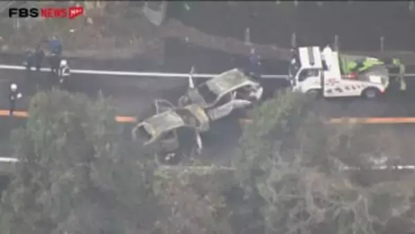 【速報】県道で車3台が絡む事故　うち2台から出火　子ども2人を含む6人を搬送　うち男性1人が意識不明　福岡