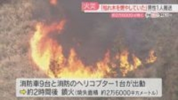 「枯れ木を集めて燃やしていた」2万6000平方メートルが焼ける　男性1人を病院に搬送　福岡