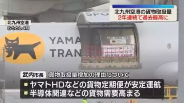 北九州空港の貨物取扱量　2年連続で過去最高