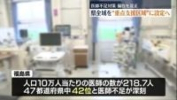 医師不足対策に本腰　福島県　全域を“重点支援区域”に設定へ