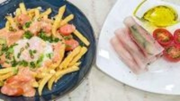 『新生活応援！パパっと作れるごはん』コンビニ食材で【スペイン風フライドポテト卵のせ＆漬物の生ハム巻き】