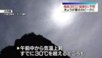 19日福島で35℃超「猛暑日」予想　午前中ですでに30℃超えの地点も