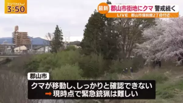 郡山市でクマの目撃相次ぐ　７日午後４時現在　クマは住宅街近くの藪の中？　市と警察の警戒続く