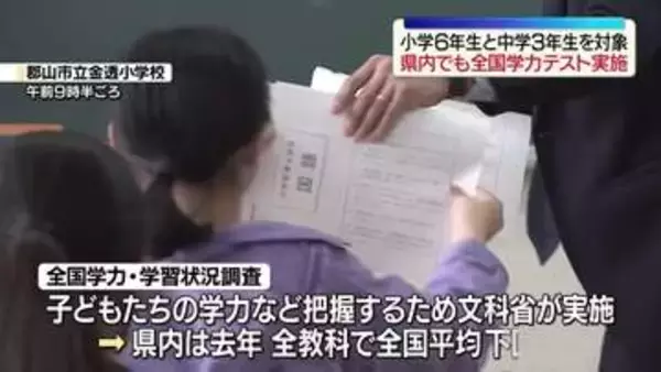 福島は去年全教科で全国平均下回る…全国学力テスト実施　福島