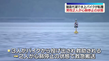 【速報】猪苗代湖で水上バイクが転覆…10代と20代の男性2人が心肺停止　福島