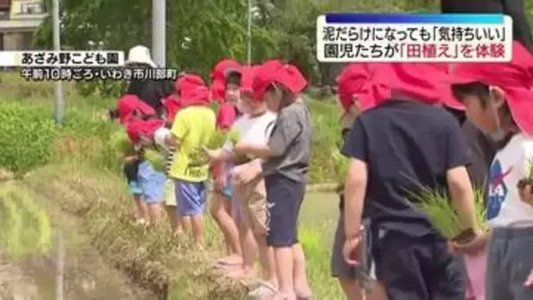 お尻が泥だらけになっても「気持ちいい」　園児たちが“田植え”を体験　福島