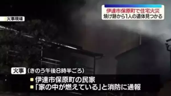 伊達市保原町で住宅火災　１人の遺体見つかる　福島・伊達