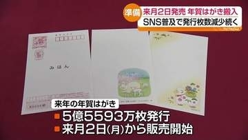 「年賀はがき」の搬入始まる　発行枚数は前年比2割超減少・福島