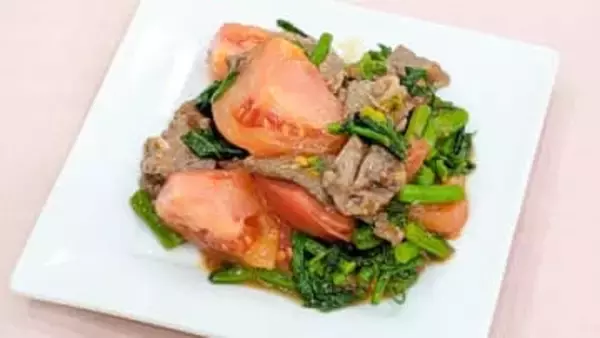 『「いわきのめぐみ 春トマト」を使って』サッと加熱でジューシーに【牛肉とトマトの炒め物】