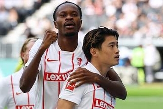 鈴木唯人が豪快ボレーで今季4ゴール目　ブンデス得点ランクトップタイ…堂安律もアシストで躍動