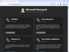 Microsoftによって“殺された”製品を集めて祀った仮想墓地「Microsoft Graveyard」／Google版もあるよ【やじうまの杜】