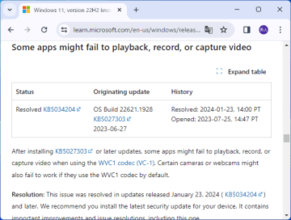 Windows 10/11環境で発生していたWVC1コーデック（VC-1）の問題は解決／2024年1月非セキュリティプレビュー更新プログラム以降で