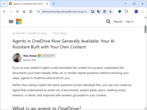 「Agents in OneDrive」の一般提供が開始、「Microsoft 365 Copilot」に世界展開／AIへの指示と対象ファイルをひとまとめ、チームメンバーとの共有や標準化にも