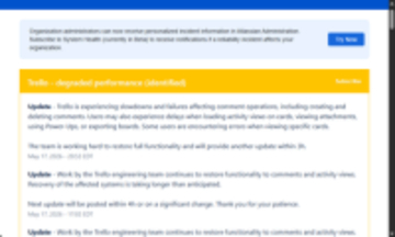 「Trello」に障害発生中 ～コメント不能、アクティビティービューの読み込みに問題／復旧作業に尽力しているが、予想以上に時間がかかっているとのこと
