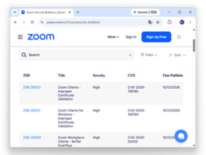 オンラインビデオ会議サービス「Zoom」に4件の脆弱性、深刻度はいずれも「High」／「Zoom Workplace」アプリを最新版へ更新しよう