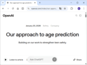 若者がチャッピーに惑わされないように……「ChatGPT」へ“年齢推定モデル”が展開／18歳以下と判定されれば機能を制限する保護策が適用される